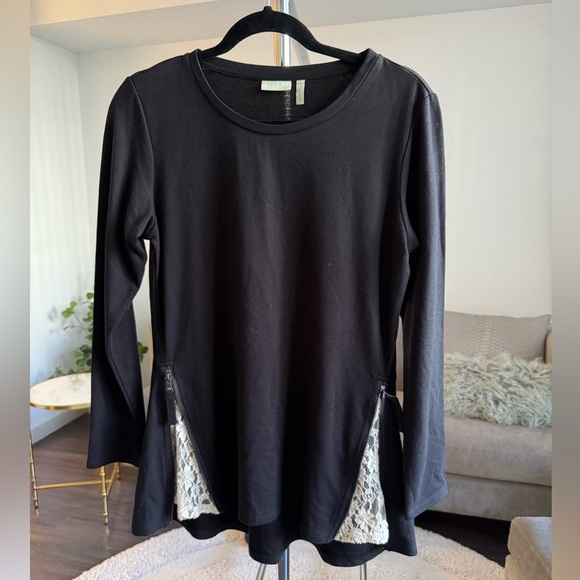 Logo Lori Goldstein Black Long Sleeve Tunic Shirt Size Small or Medium - Picture 1 of 12